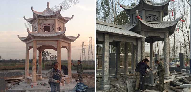 中式大理石涼亭安裝，石雕景觀亭子工廠，中式?jīng)鐾S家