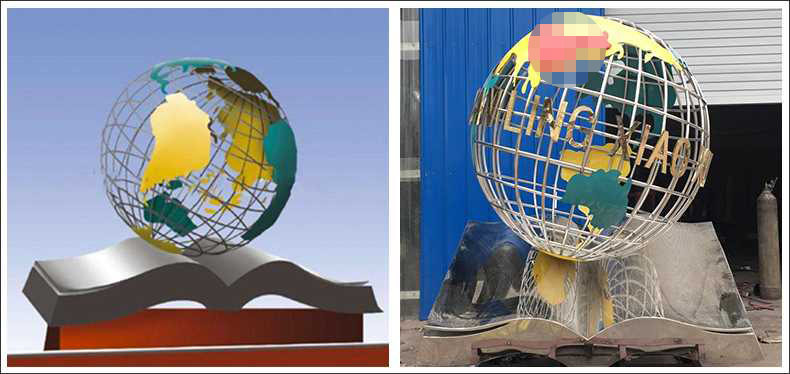 不銹鋼地球，景觀地球雕塑，學校地球儀擺件
