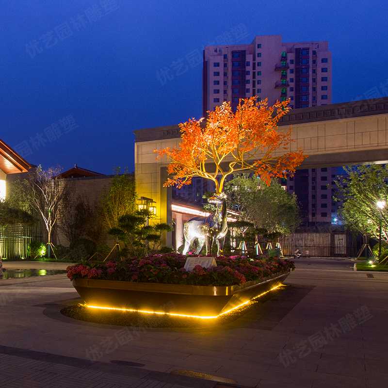 不銹鋼鹿，不銹鋼雕塑廠家，定制不銹鋼雕塑