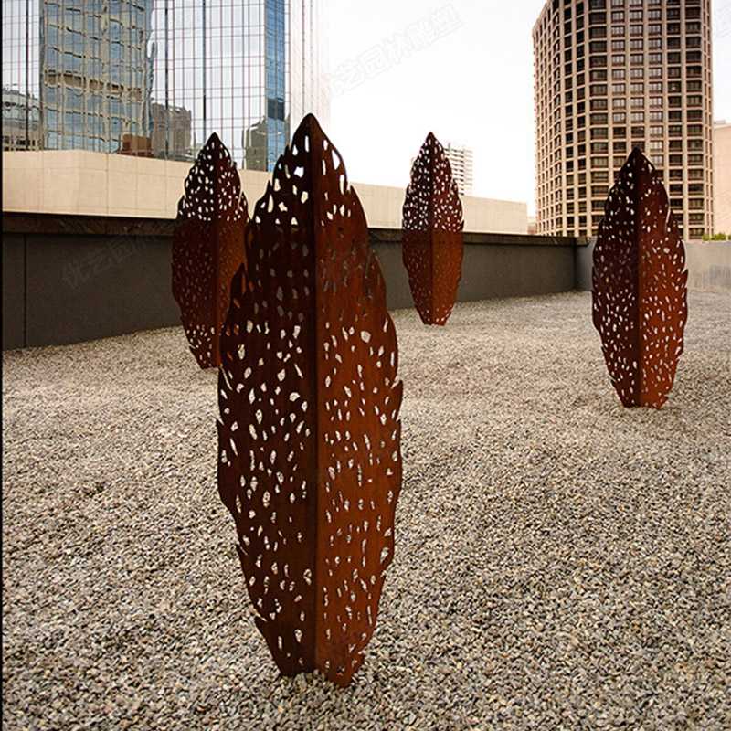 耐候鋼雕塑，耐候鋼樹(shù)葉雕塑